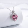 S925 Double Halo 12x12mm Heart Pink CZ Necklace