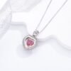 S925 Double Halo 12x12mm Heart Pink CZ Necklace