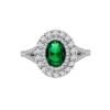 S925 Double Halo Oval CZ Split Shank Pave Ring