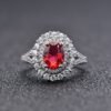 S925 Double Halo Oval CZ Split Shank Pave Ring
