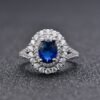S925 Double Halo Oval CZ Split Shank Pave Ring