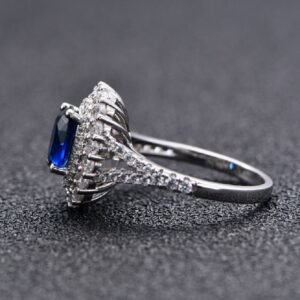 S925 Double Halo Oval CZ Split Shank Pave Ring