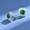 S925 Double Halo Princess Cut Green CZ Stud Earrings
