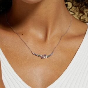 S925 Elegance Rainbow Round Cubic Zirconia Necklace