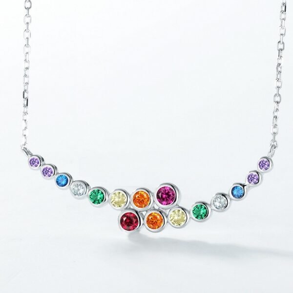 S925 Elegance Rainbow Round Cubic Zirconia Necklace