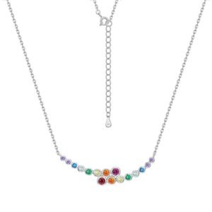 S925 Elegance Rainbow Round Cubic Zirconia Necklace