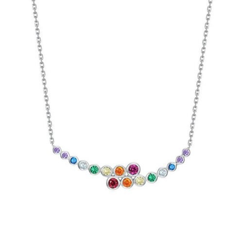 S925 Elegance Rainbow Round Cubic Zirconia Necklace