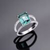 S925 Emerald Cut Cubic Zirconia Split Shank Pave Ring