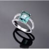S925 Emerald Cut Cubic Zirconia Split Shank Pave Ring