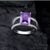 S925 Emerald Cut Cubic Zirconia Split Shank Pave Ring