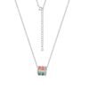 S925 Emerald Cut Rainbow CZ Pave Channel Necklace