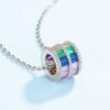 S925 Emerald Cut Rainbow CZ Pave Channel Necklace