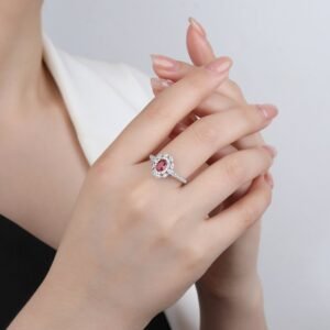 S925 Fashion Double Halo Oval CZ Pave Ring