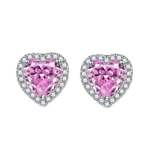 S925 Halo 66mm Heart Zirconia Stud Earrings