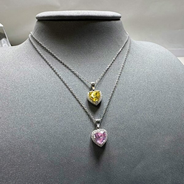 S925 Halo 6x6mm Heart Zirconia Necklace