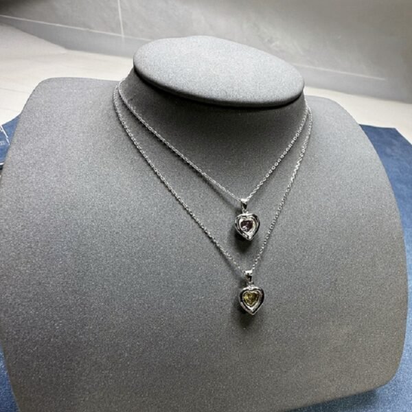 S925 Halo 6x6mm Heart Zirconia Necklace