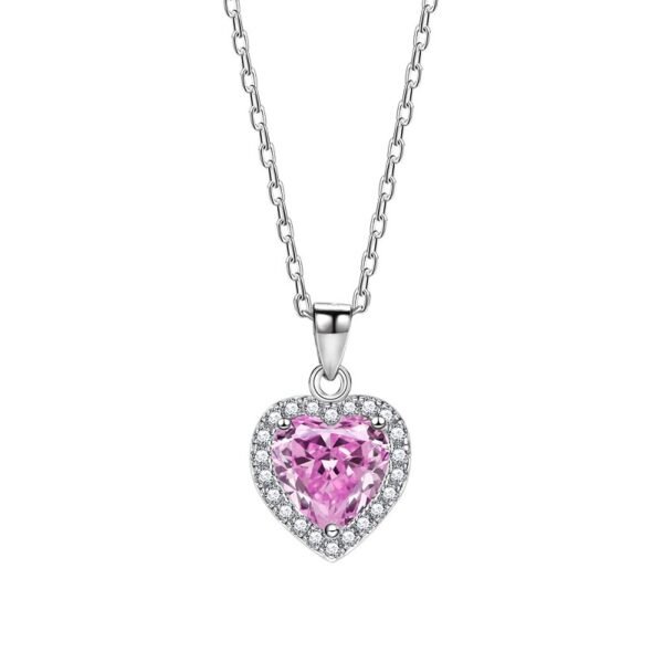 S925 Halo 6x6mm Heart Zirconia Necklace