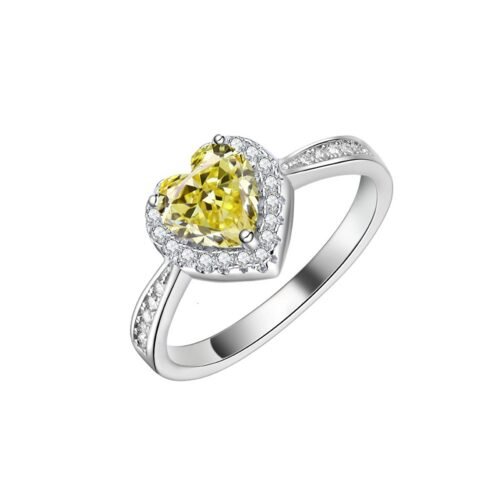 S925 Halo 6x6mm Heart Zirconia Pave Ring