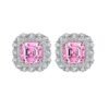 S925 Halo Asscher Cut Pink Zirconia Stud Earrings