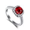 S925 Halo Colored Cubic Zirconia Pave Ring