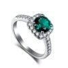 S925 Halo Colored Cubic Zirconia Pave Ring