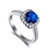 S925 Halo Colored Cubic Zirconia Pave Ring