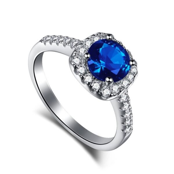 S925 Halo Colored Cubic Zirconia Pave Ring