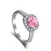 S925 Halo Colored Cubic Zirconia Pave Ring