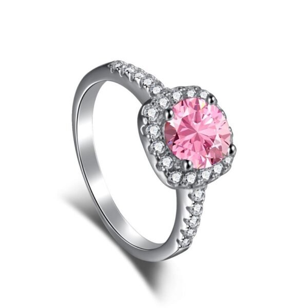 S925 Halo Colored Cubic Zirconia Pave Ring