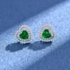 S925 Halo Heart Green 5A Zirconia Stud Earrings