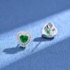 S925 Halo Heart Green 5A Zirconia Stud Earrings