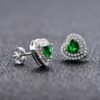 S925 Halo Heart Green 5A Zirconia Stud Earrings