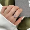 S925 Halo Round Pink Cubic Zirconia Pave Ring