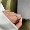 S925 Halo Round Pink Cubic Zirconia Pave Ring