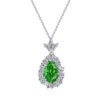 S925 Halo Water Drop Shape Green Zirconia Necklace
