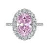 S925 Luxury Halo Oval Cubic Zirconia Pave Ring