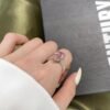 S925 Luxury Pear Shape Pink Cubic Zirconia Pave Ring