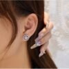 S925 Pink & Blue Pave Zirconia Round Earrings