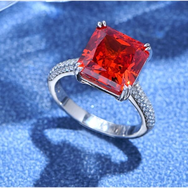 S925 Princess Cut Cubic Zirconia Triple Row Pave Ring