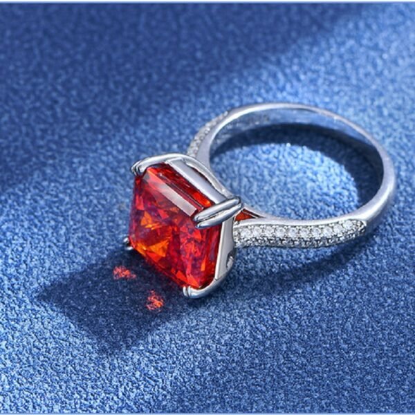 S925 Princess Cut Cubic Zirconia Triple Row Pave Ring