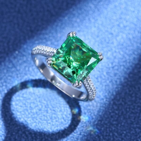 S925 Princess Cut Cubic Zirconia Triple Row Pave Ring