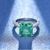 S925 Princess Cut Cubic Zirconia Triple Row Pave Ring