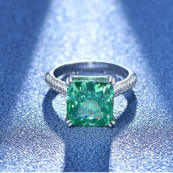 S925 Princess Cut Cubic Zirconia Triple Row Pave Ring