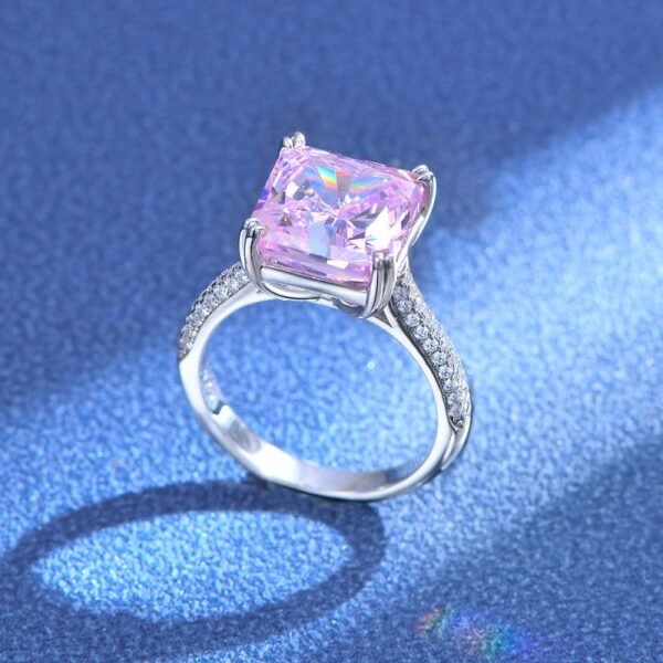 S925 Princess Cut Cubic Zirconia Triple Row Pave Ring