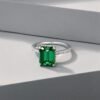 S925 Silver Emerald Cut Cubic Zirconia Pave Ring