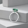 S925 Silver Emerald Cut Cubic Zirconia Pave Ring