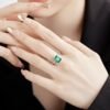 S925 Silver Emerald Cut Cubic Zirconia Pave Ring