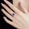 S925 Silver Emerald Cut Cubic Zirconia Pave Ring