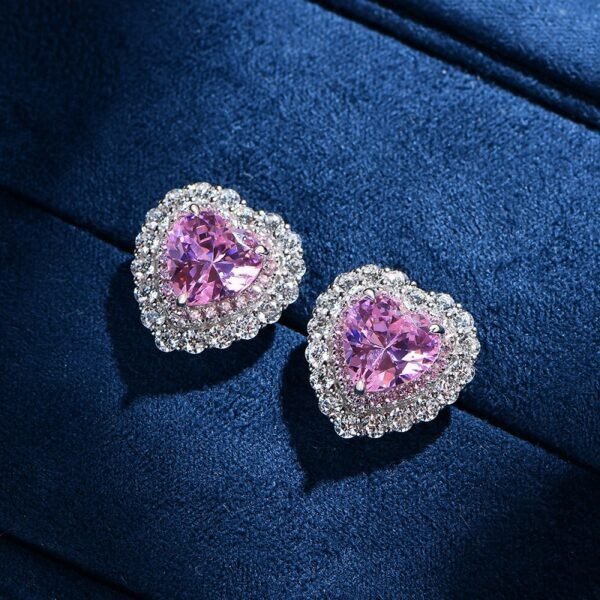 S925 Silver Halo 88mm Heart CZ Stud Earrings