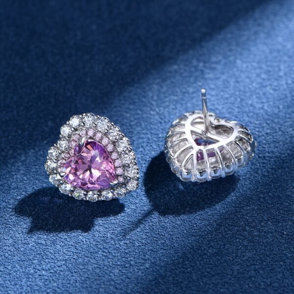 S925 Silver Halo 88mm Heart CZ Stud Earrings